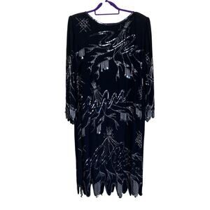 Argenti Sz 24 Vintage Heavily Beaded Silk Flapper Dress Gatsby Dress Party Glam